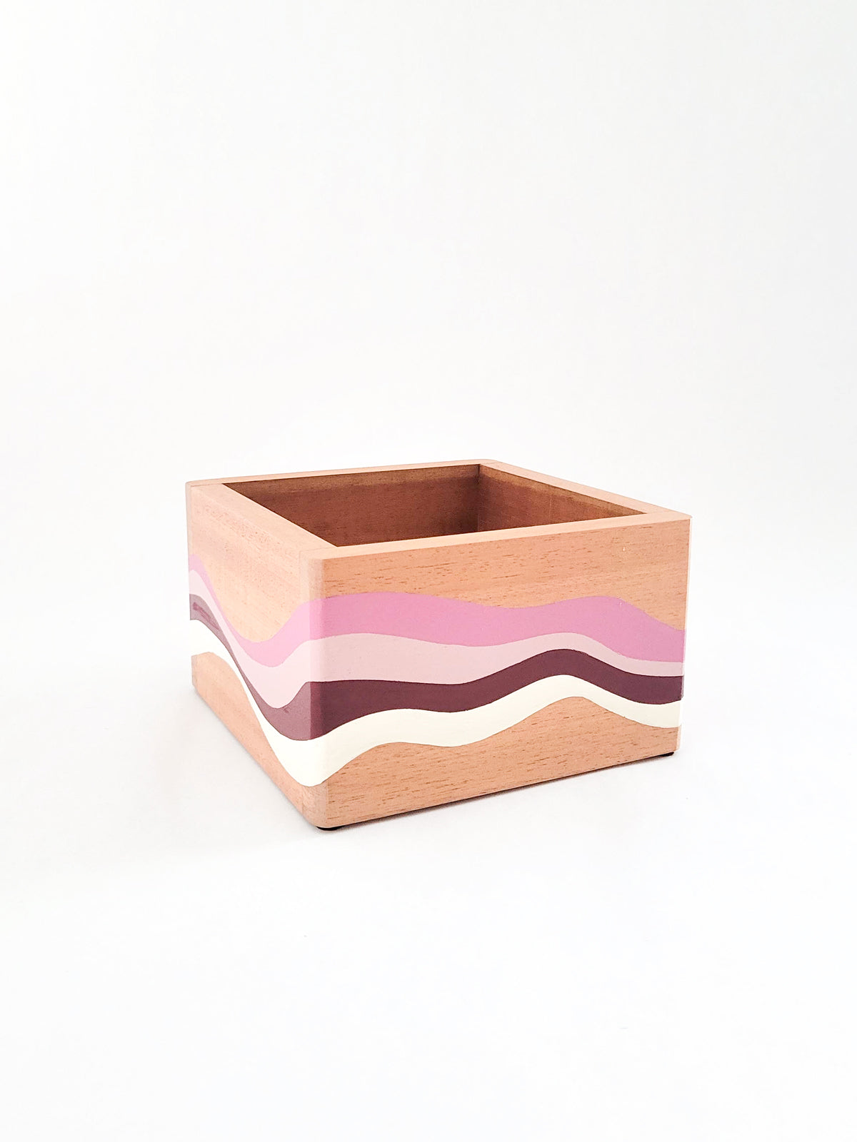 Pink Wavy Square Planter