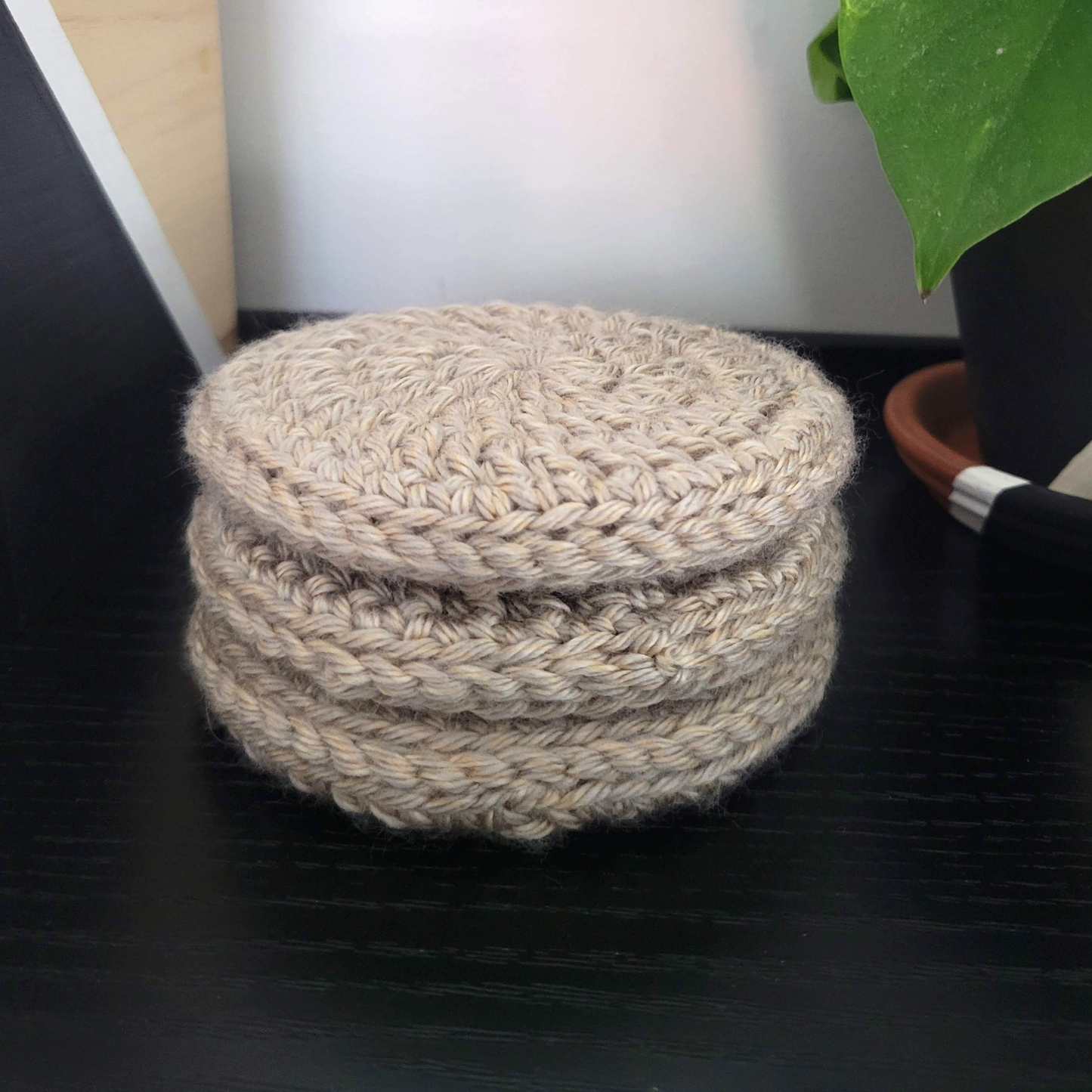 Wood Center Crocheted Coasters (Set of 3)