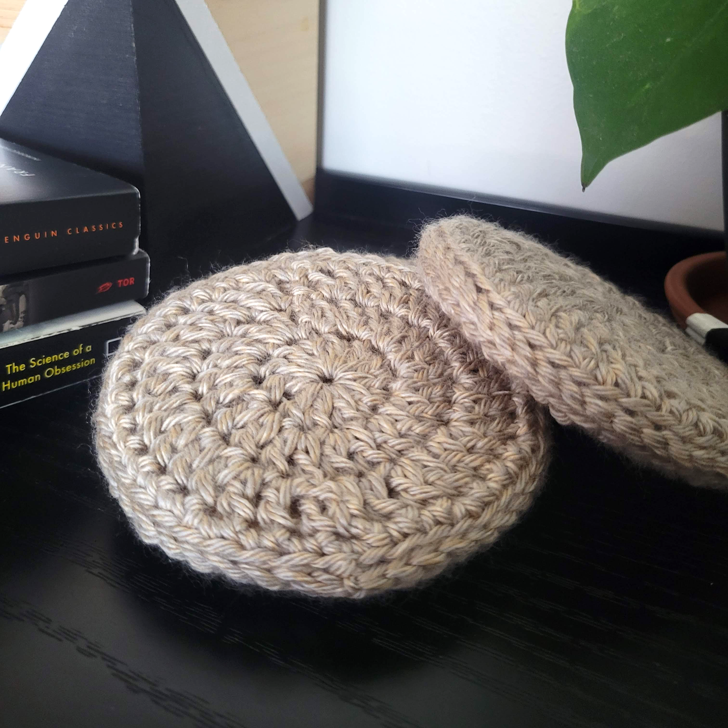 Wood Center Crocheted Coasters (Set of 3)