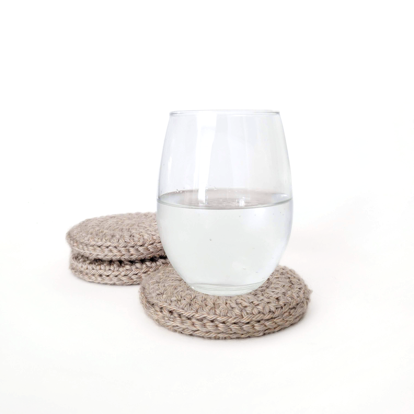 Wood Center Crocheted Coasters (Set of 3)