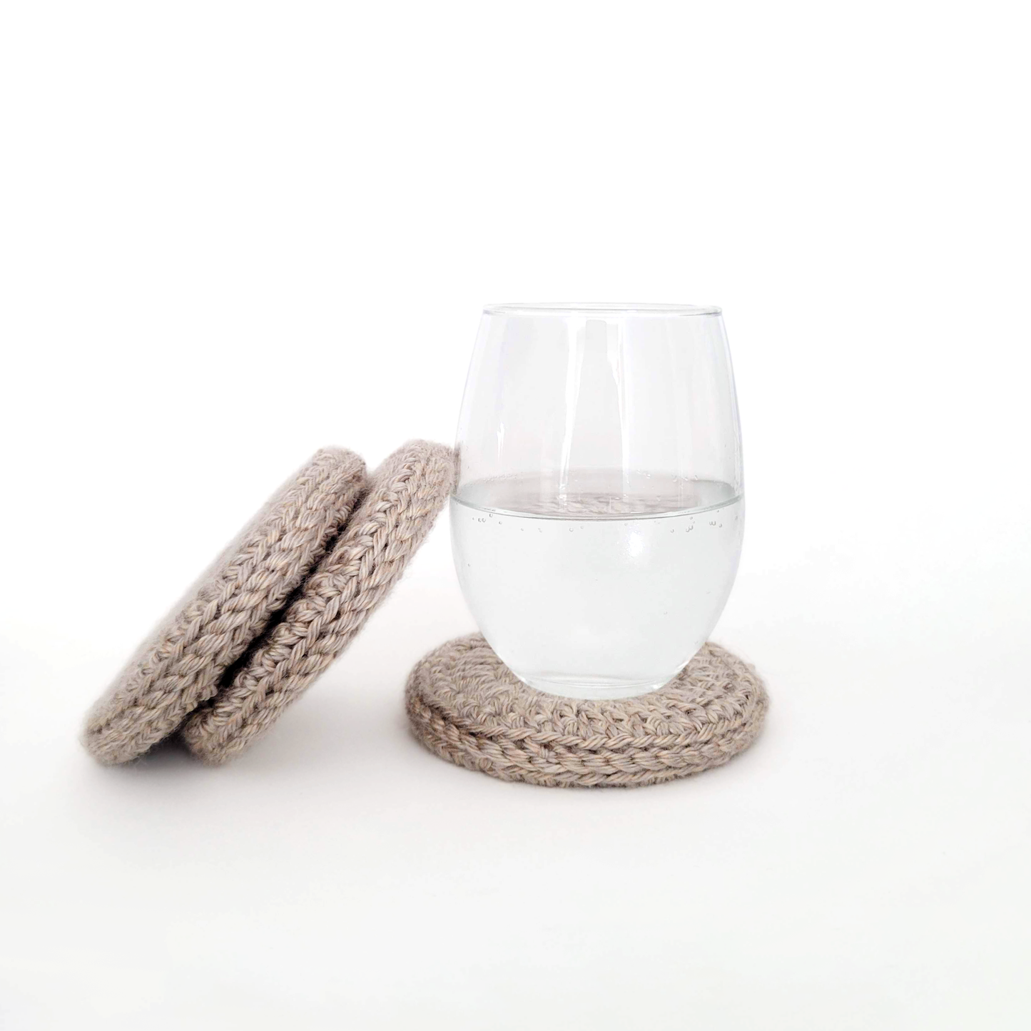 Wood Center Crocheted Coasters (Set of 3)