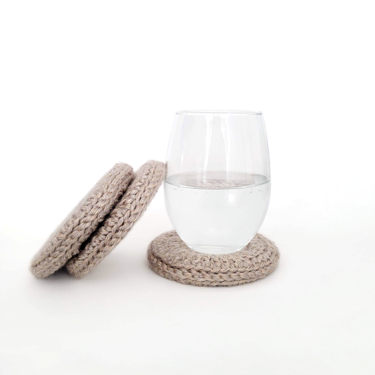 Wood Center Crocheted Coasters (Set of 3)