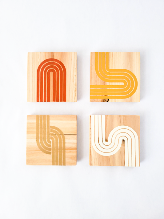 Wooden Painted Coasters (Set of 4)