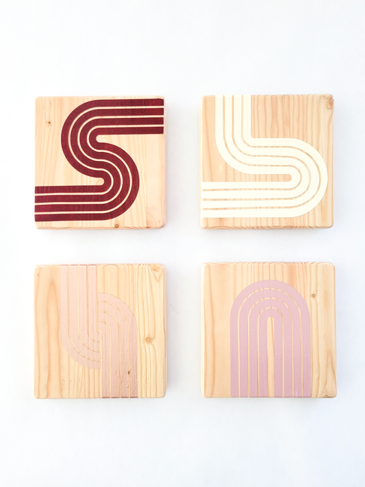 Wooden Painted Coasters (Set of 4)