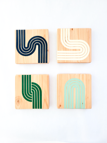 Wooden Painted Coasters (Set of 4)