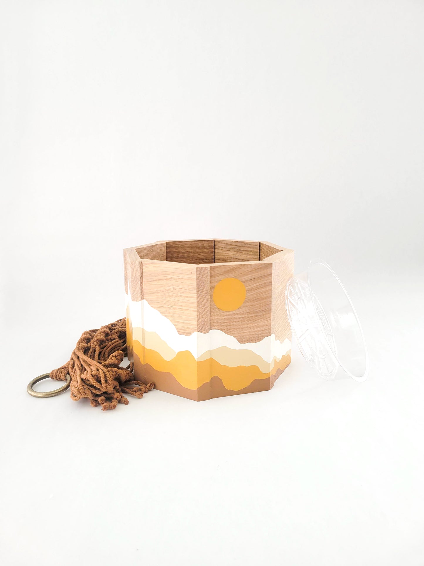 Sun & Mountains Planter with Macrame Hanger