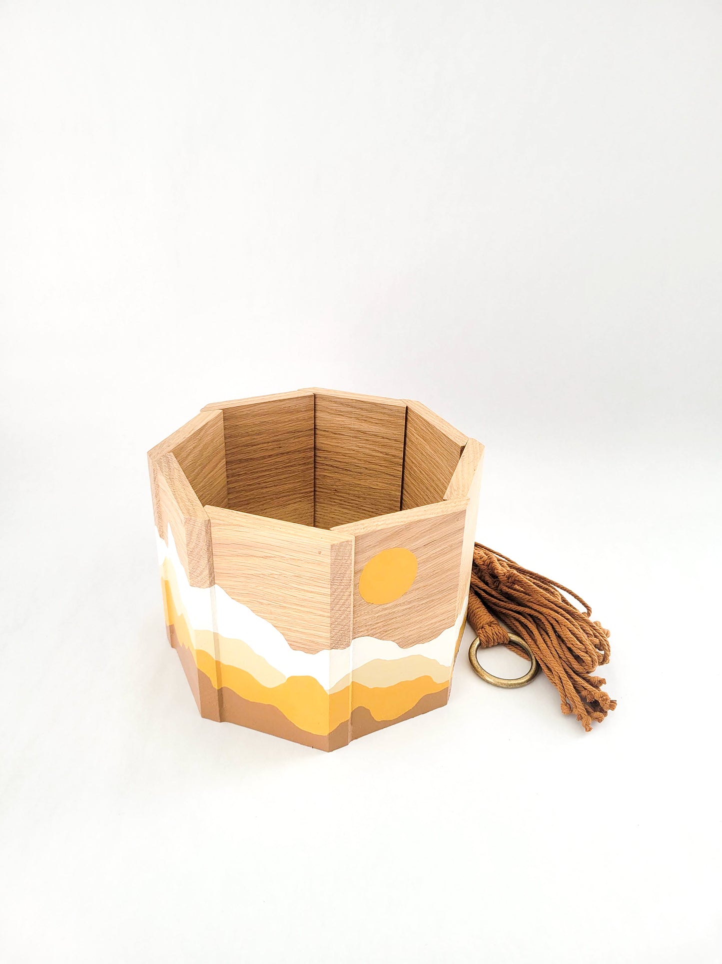 Sun & Mountains Planter with Macrame Hanger