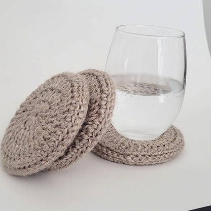 Wood Center Crocheted Coasters (Set of 3)