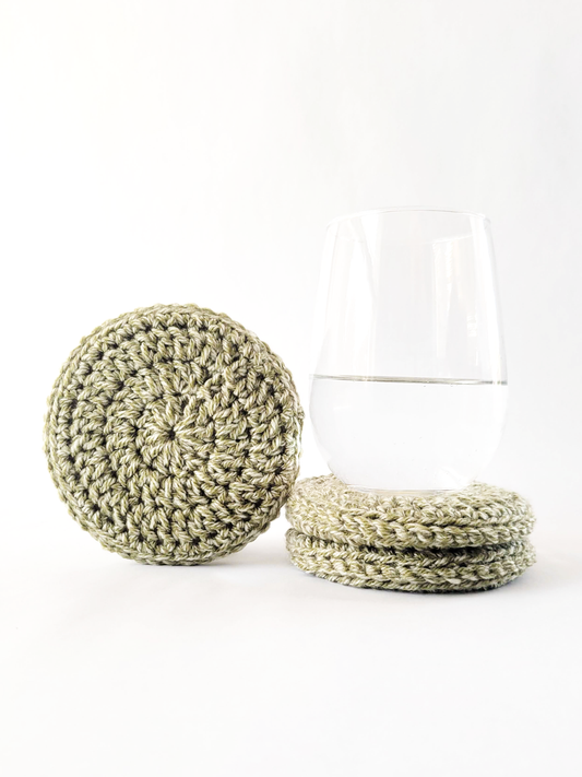 Wood Center Crocheted Coasters (Set of 3)