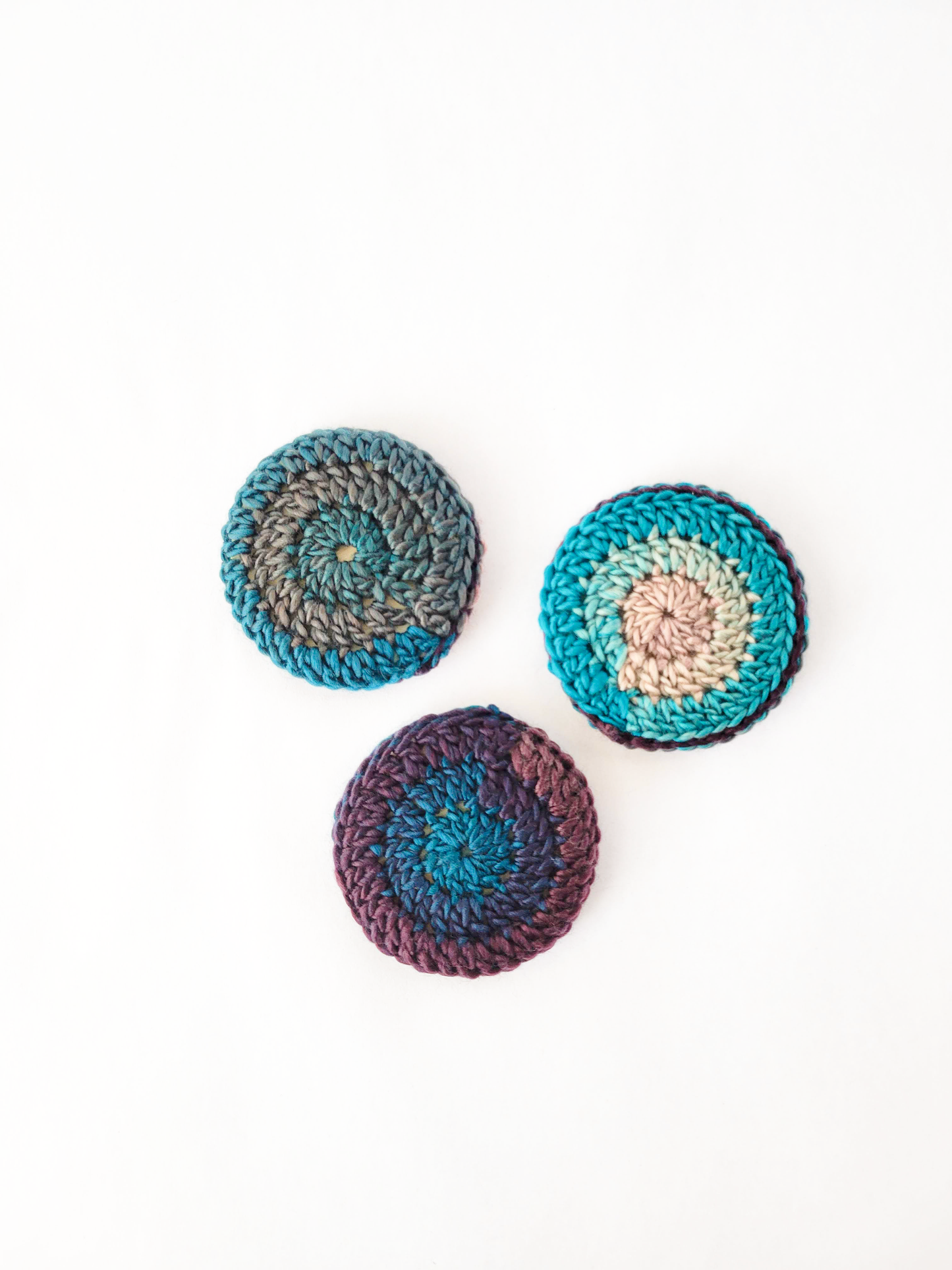 Wood Center Crocheted Coasters (Set of 3)