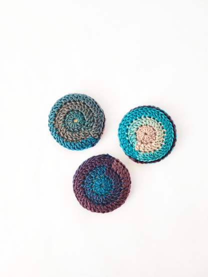 Wood Center Crocheted Coasters (Set of 3)