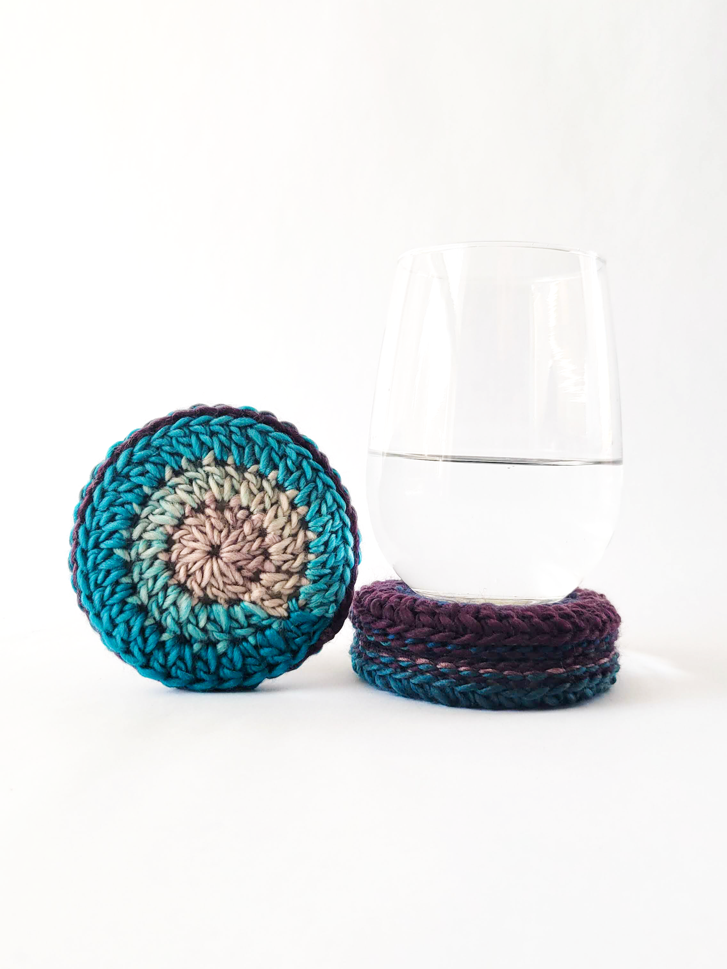 Wood Center Crocheted Coasters (Set of 3)