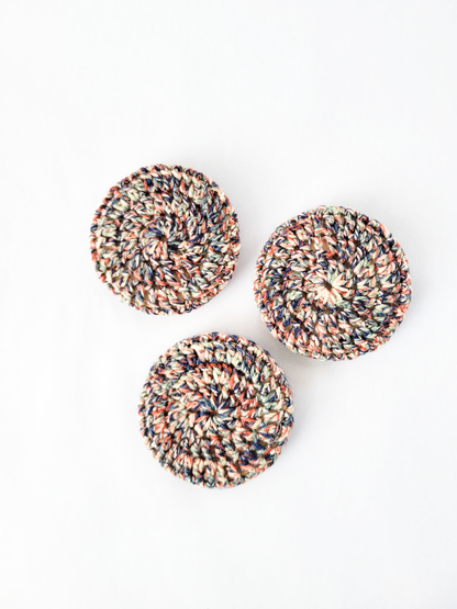 Wood Center Crocheted Coasters (Set of 3)