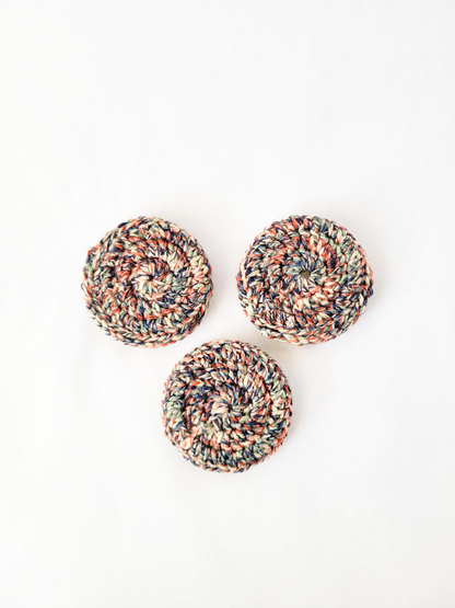Wood Center Crocheted Coasters (Set of 3)