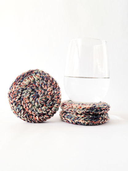 Wood Center Crocheted Coasters (Set of 3)